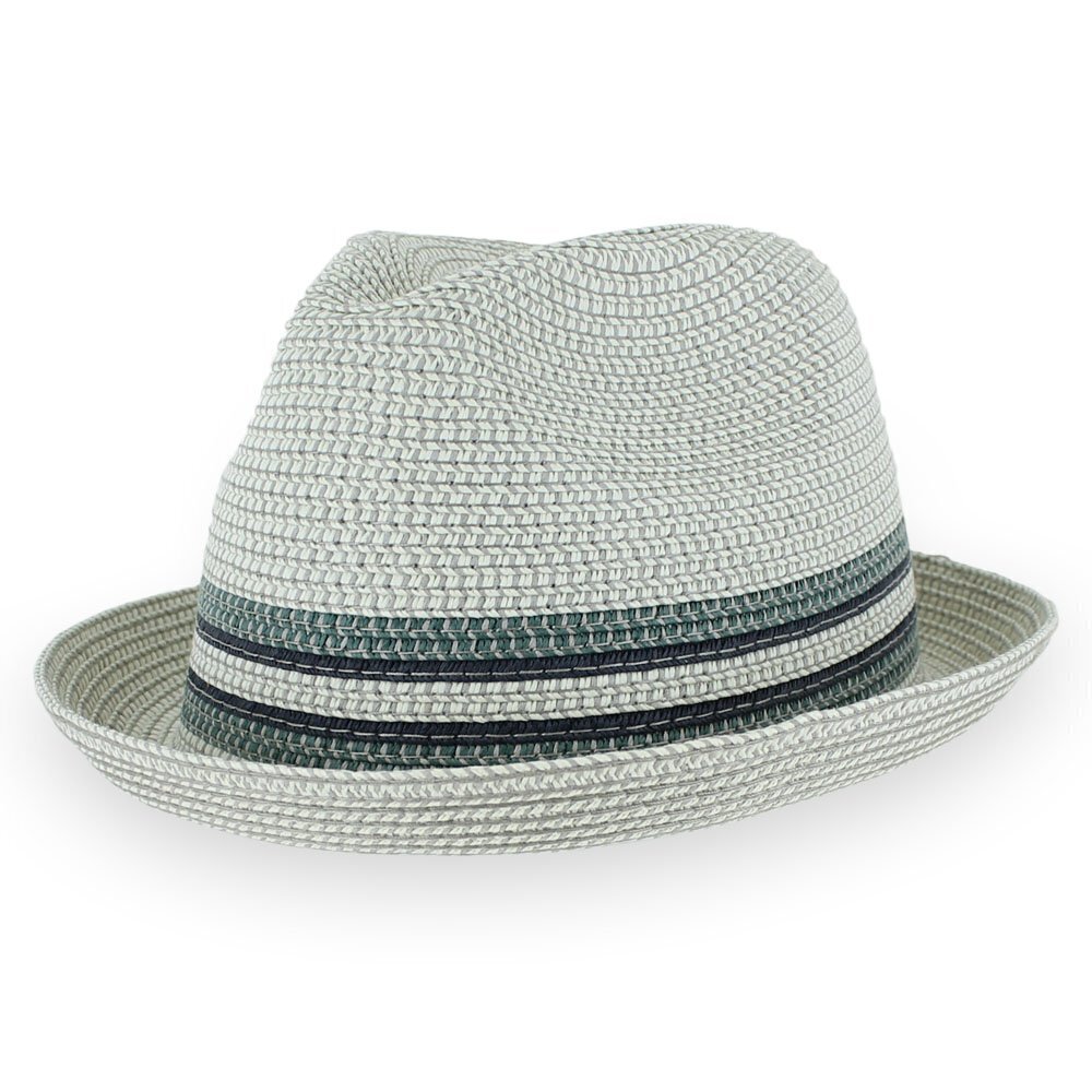 1605 Belfry Summer Straw Trilby Fedora Hat in Blue Tan Black Dax Storm XXL